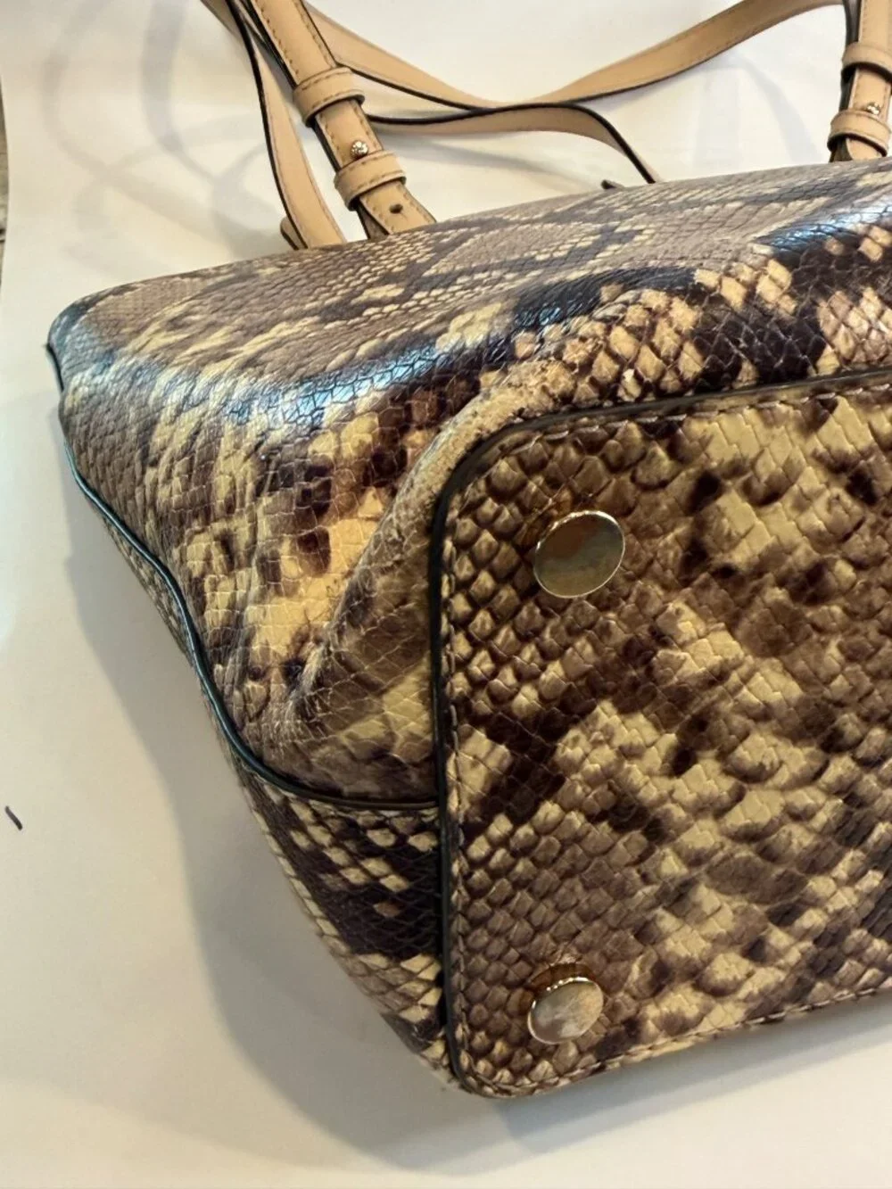 Michael Kors Bedford Pockets Tote Bag Snake Skin Python Design